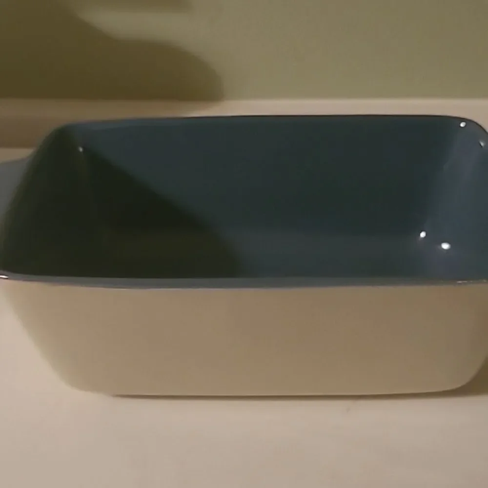 Ceramic Baking Dish with Rooster Design - Blue and Cream